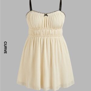 Cider Cream Ruched Tiered Babydoll Dress